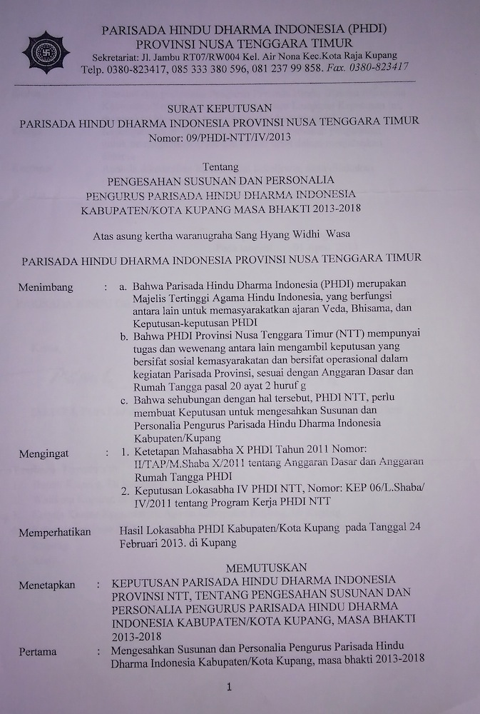 SK PHDI Kota Kupang1